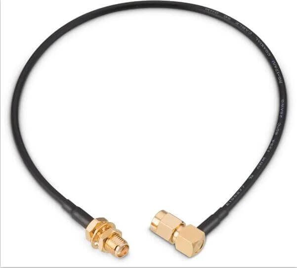 Elecbee SMA Coax Cable 10CM Right Angle Male Normal to Straight Bulkhead SMA Female with IP67 Water Proof Cable Assembly Crimp