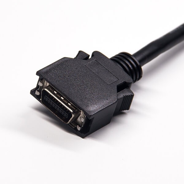 Elecbee 20针SCSI接头HPCN型黑色塑胶壳双边线公转公直式按键卡勾式连接线1米