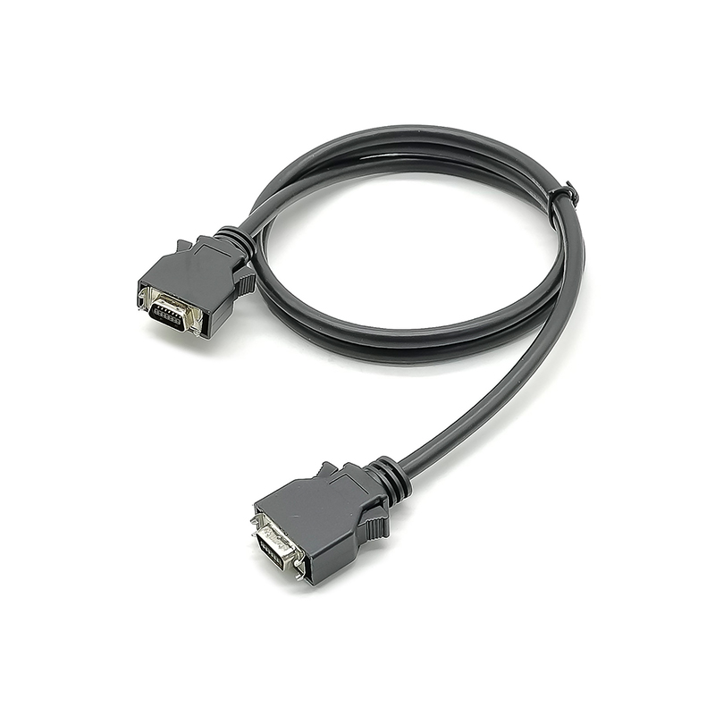 Elecbee SCSI连接器线材HPCN型黑色塑胶壳14芯公转公直式按键卡勾式双边线1米