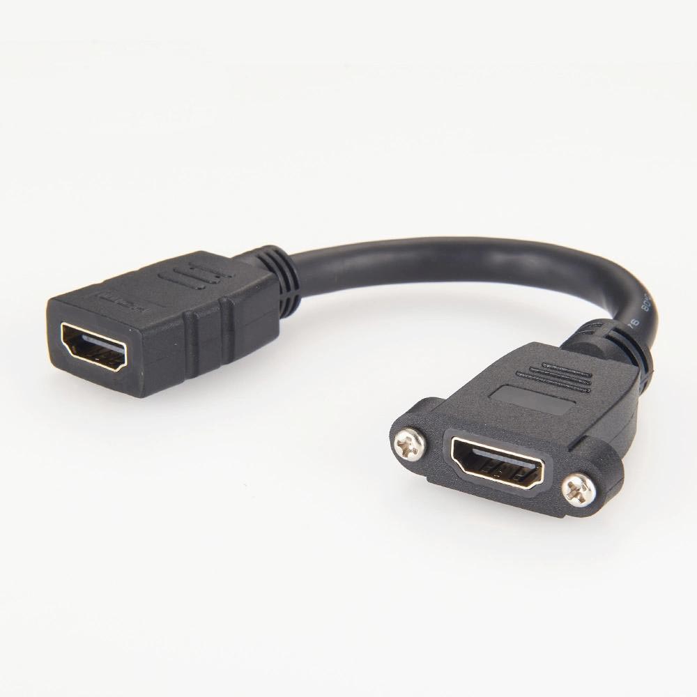 Elecbee HDMI Female to HDMI Female Panel Mount Ethernet Adapter High Speed Extension Cable 0.3 Meter 28AWG with Screws