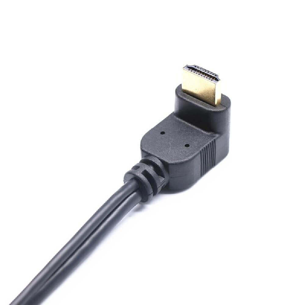 Elecbee Ensamblaje de cable de un solo extremo de ángulo recto macho HDMI 1M