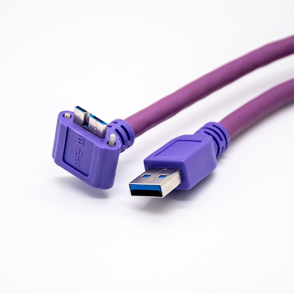 Elecbee Micro USB auf USB 3.0 Kabel Gerade zum rechten Winkel Stecker lila für Drahtkabel 0.3/1M 1m