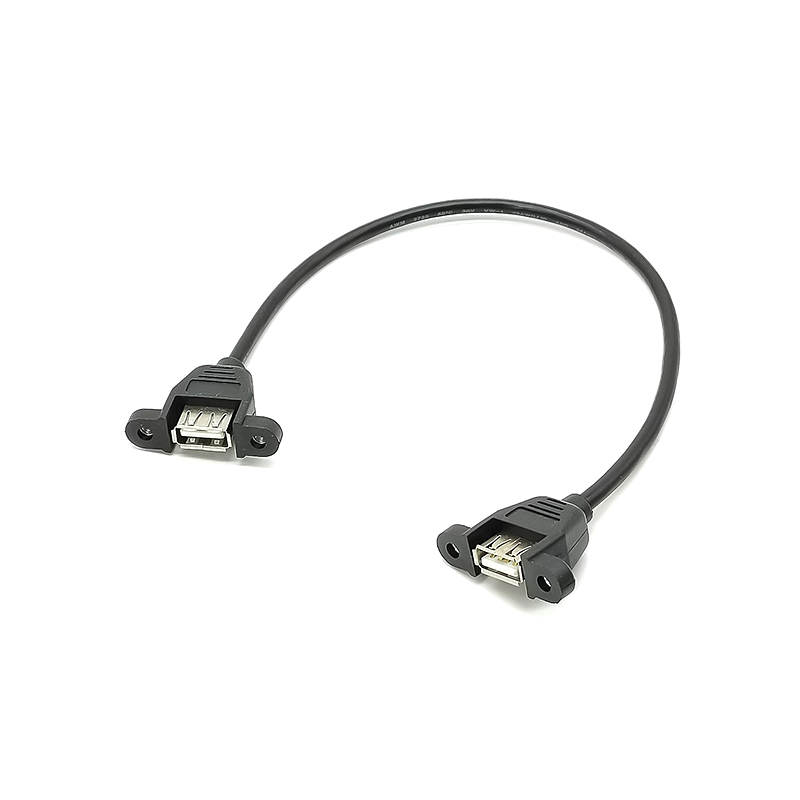 Elecbee USB 2.0 Panel Mount USB Type A Female to A Female Socket Molded Cable Extension Adapter 30CM