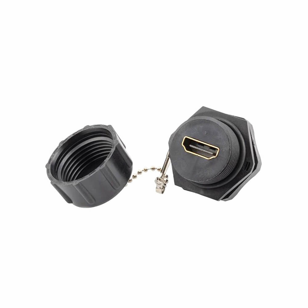 Elecbee Industrial HDMI Coupler with Ethernet (F/F) - IP68 Rated, 4K 60Hz HDR, Dust Cap for Harsh Environments