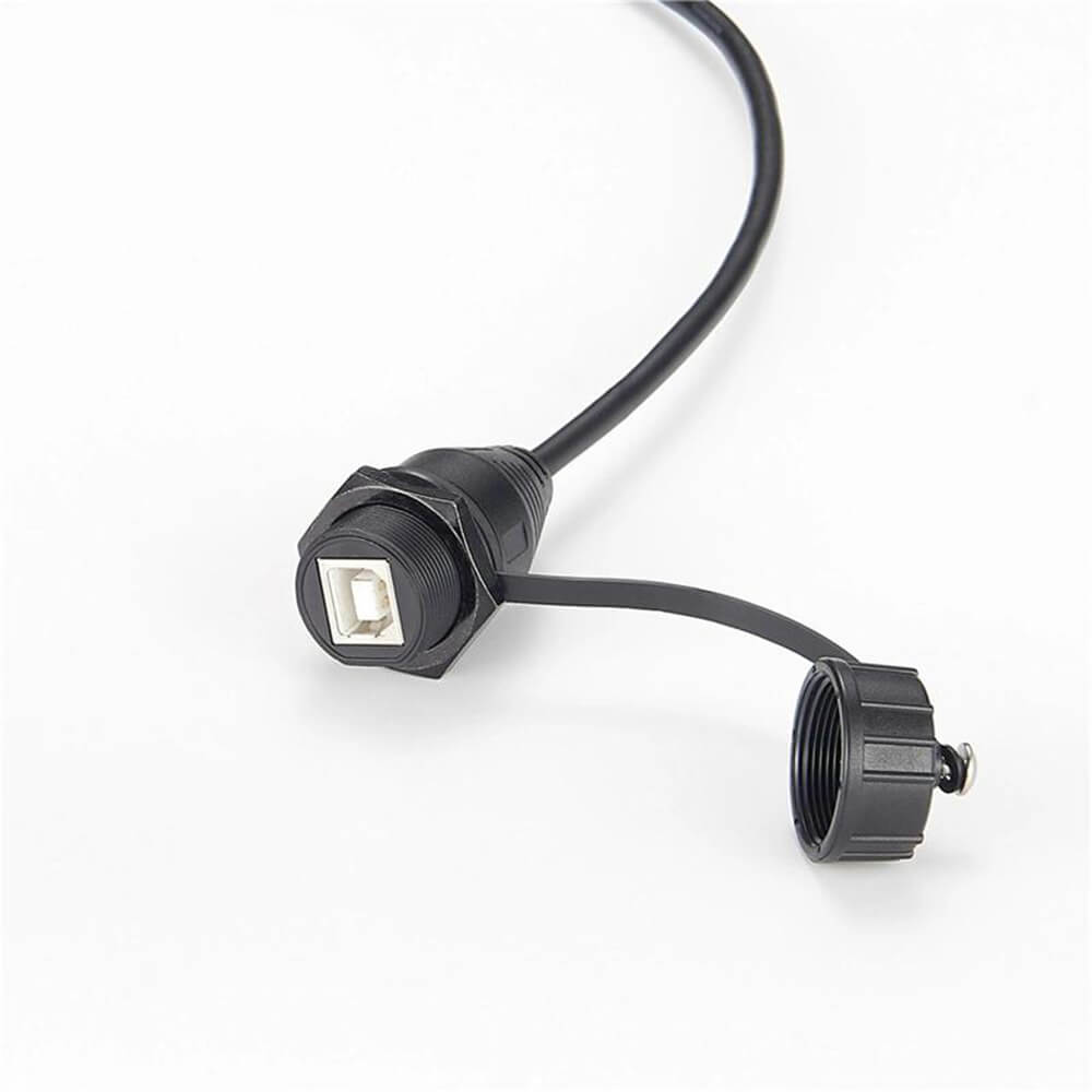 Elecbee Cable USB tipo B hembra resistente al agua con acoplamiento de tornillo