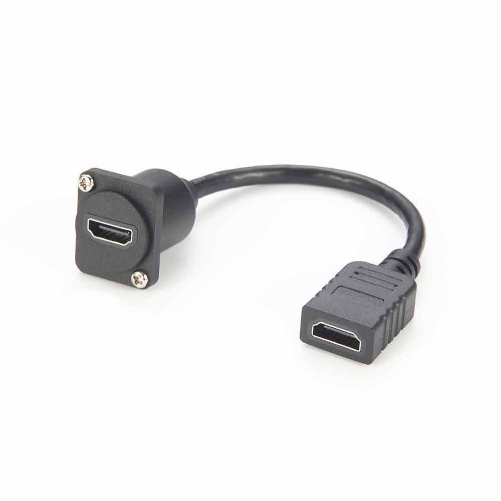Elecbee HDMI 2.0 Female to Female Panel Mount Adapter 4K@60Hz 18Gbps D-Panel Mount Short Cable 20cm for TV Monitor Projector