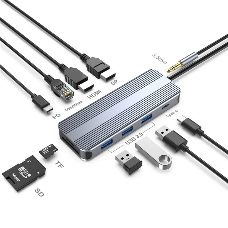 Elecbee 10 合 1 USB C 型集线器，带转 8K HDMI DP +USB 3.0 端口+SD/TF 读卡器，多端口适配器