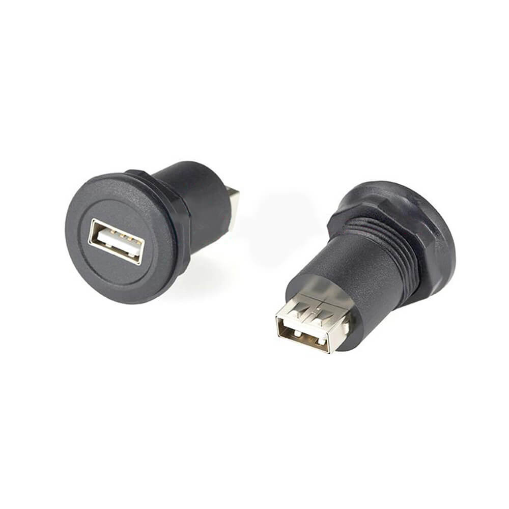 Elecbee USB Type A Plug to A Socket Receptacle Adapter with M22 Thread Bulkhead Rear Side Nut
