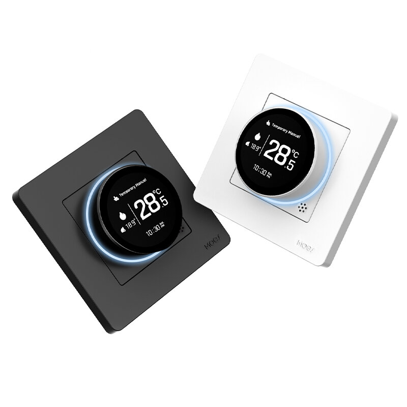 Elecbee Moes Tuya Zigbee3.0 智能旋钮恒温器带 LED 数字显示水加热/电加热/燃气锅炉 APP 遥控器每周可编程语音控制与 Alexa Google Home 配合使用