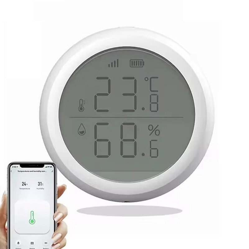 Elecbee RSH Tuya 智能 ZigBee3.0 温度计家用室内温湿度传感器带 LCD 显示屏智能生活 APP 语音控制带 Alexa Google Assistant