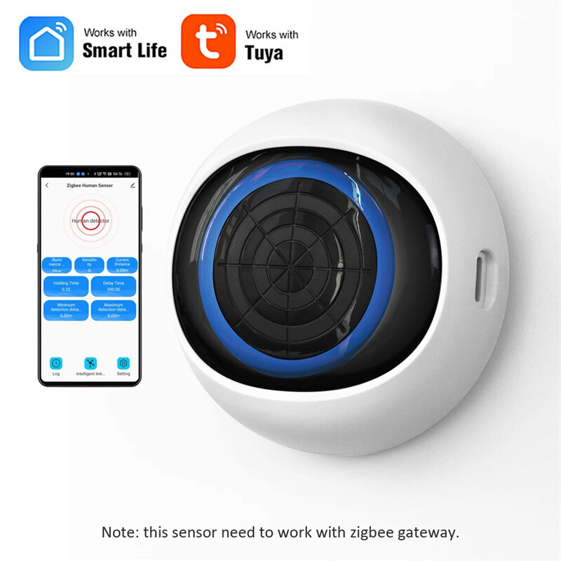 Elecbee 涂鸦 Zigbe 智能雷达雷达波人体存在传感器 5.8G 毫米波感应探头感应探测器智能联动 - Zigbee