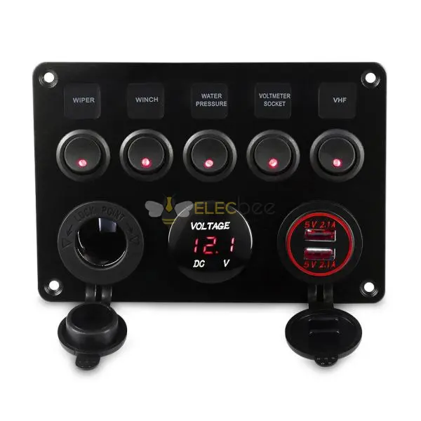 car cigarette lighter voltage meter DC 12V-24V LED Display Electric tester For Auto battery Voltmeter indicator With high brightness of LED Elecbee 5 Way Cat Eye