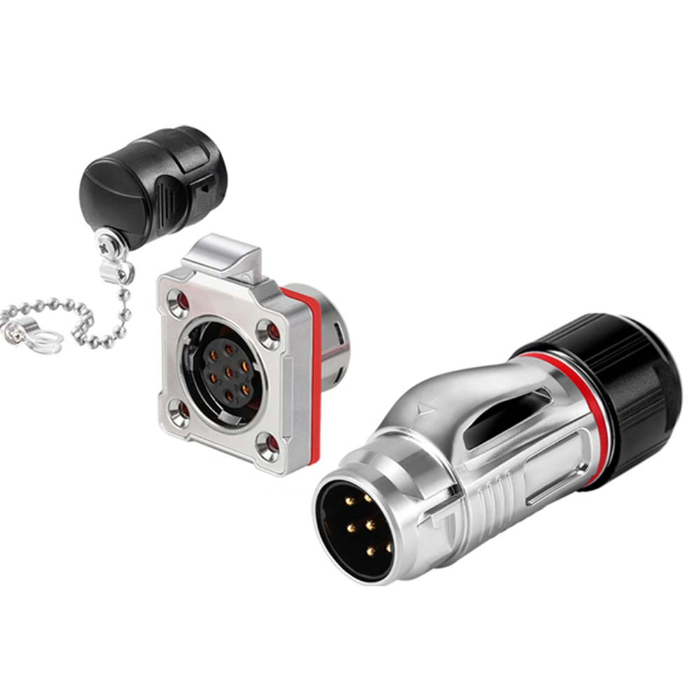 Elecbee 7 Pin Ip65 Waterproof Solder Copper Pin Connector Plug And Socket