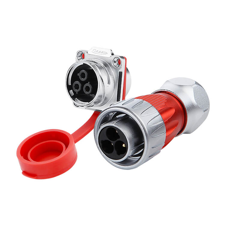 Elecbee DH24 3 Pin Male+Female Formal Mount Metal M20 Extension Cable Ends Ac 500V 25A Heavy Duty Welding Connector Adapter For Solar Pv