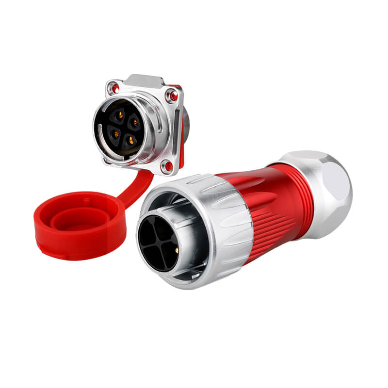 Elecbee DH24 500V 25A Solder Wire Power Cable Conector Plug And Socket 4 Pin Metal Shell Waterproof Industrial Connector Formal Mount