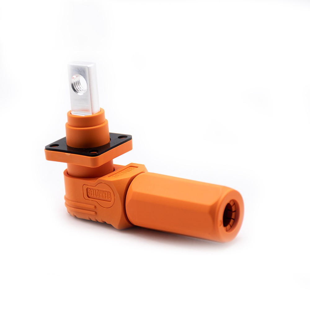 Elecbee 6mm Energy Battery Storage Connector  Plug Male Right Angle 100A 16mm2 IP67 Orange