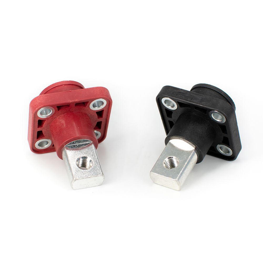 Elecbee Single Stud Type Junction Blocks, 200A, Internal Screw (M8), Busbar with M6, 
Flange Mounting, Red and Black 2pcs Set