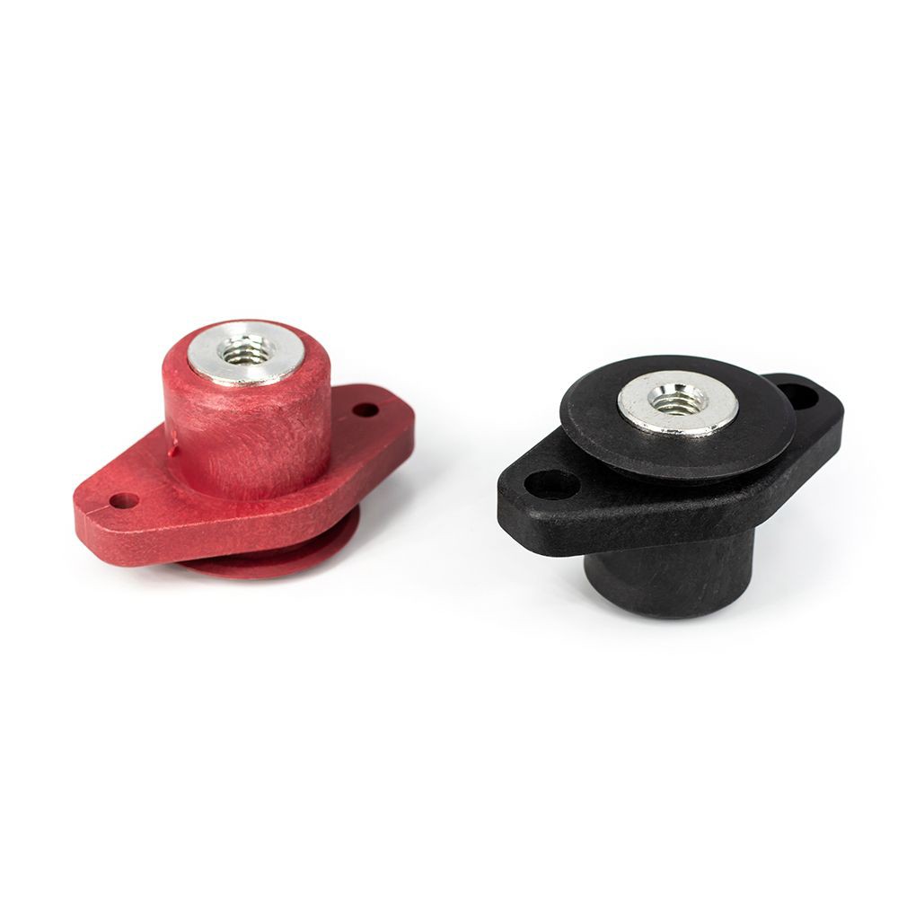 Elecbee 500A Copper Terminal Panel Mount 2 Hole Flange Black and Red High Current Black 1PCS