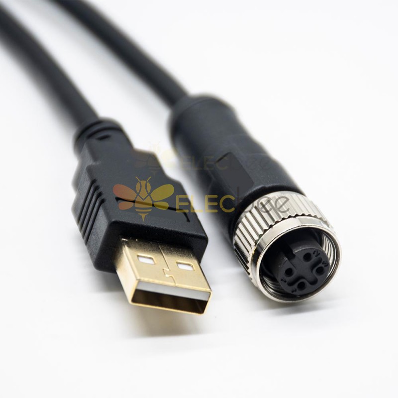 M12 4 Pin A Code Female to USB 2.0 A Male: Reliable M12 to USB Cable Assembly for Seamless Connectivity