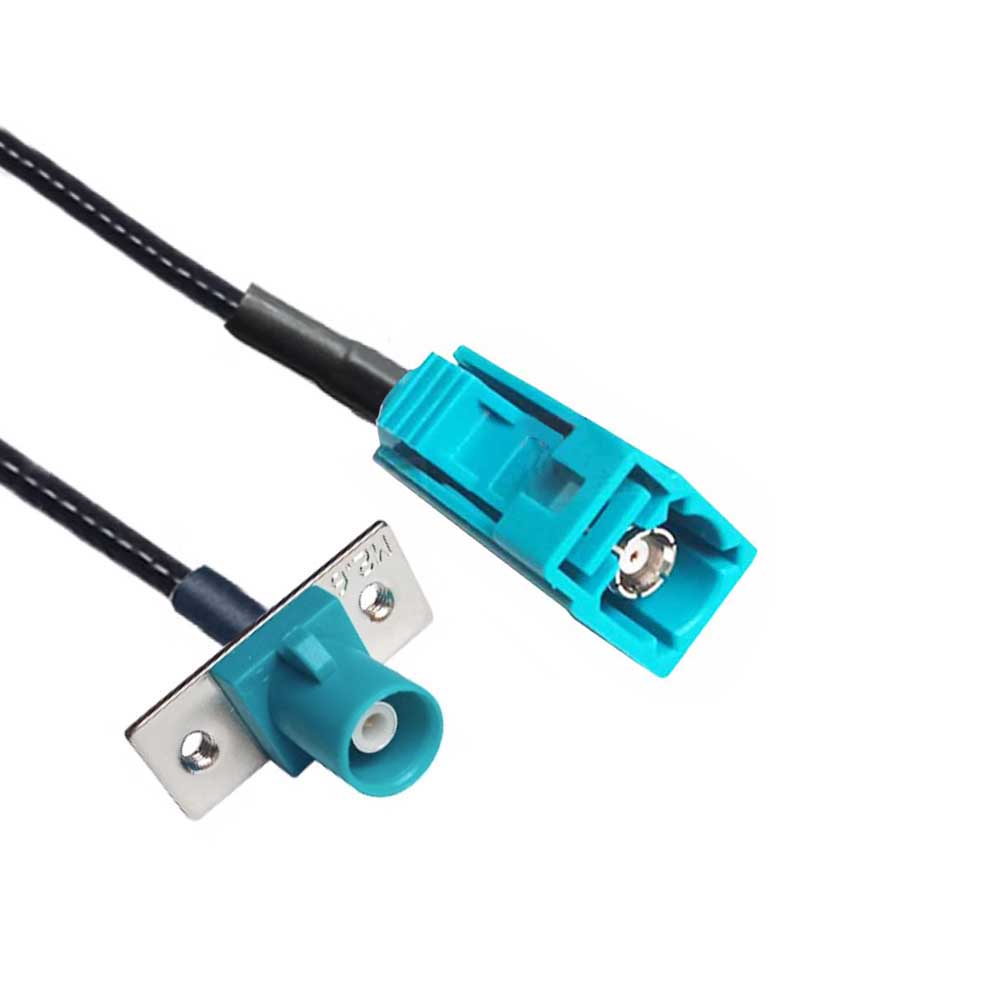 Elecbee Fakra Female Z Code to Male Z Code with 2-hole Flange Mount Vehicle Extension Cable RG316 10cm