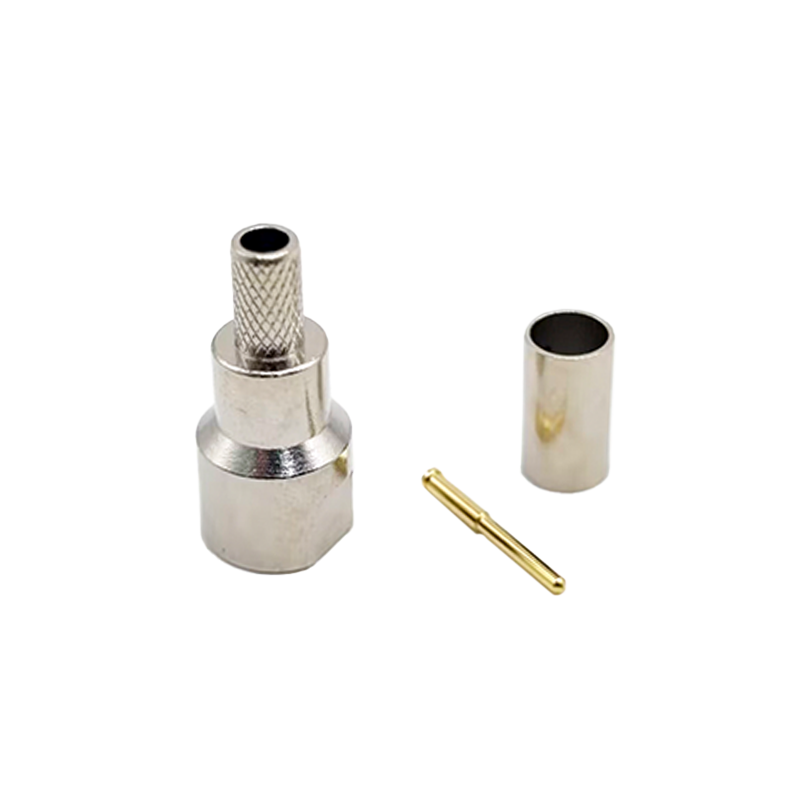 Elecbee FME Male Connector Nickel-plated Cable Mount Connector Crimp for cable RG58