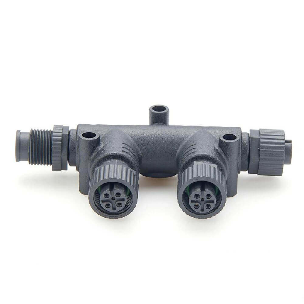 Elecbee Nmea 2000 Network M12 4 Way T Type Adapter 5 Pin One Male to Three Female Adapter