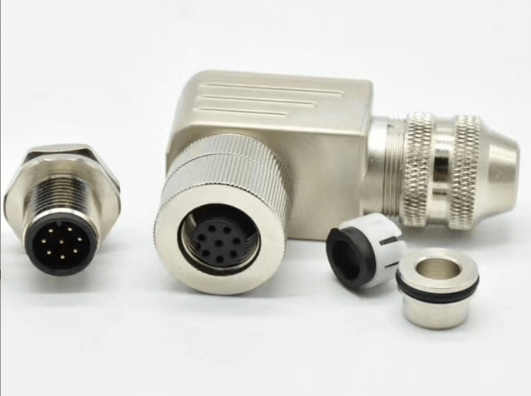 Elecbee M12 Waterproof Connector 8Pin Right Anlgle Male and Female Metal Assembly Cable Plug With PG7 PG9 Shield