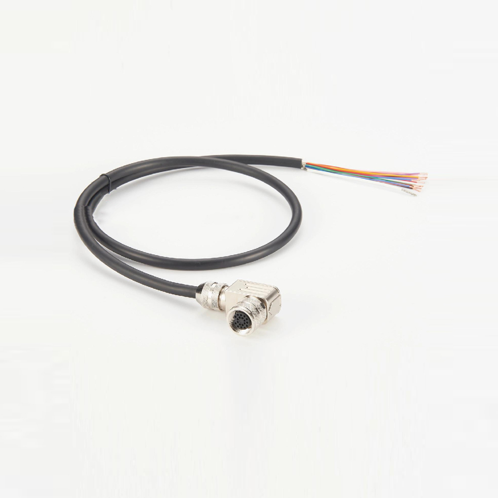 Elecbee M16 Connector 19 Pin Female Field Wireable Connector Right Angled with 1 Meter Single End Cable