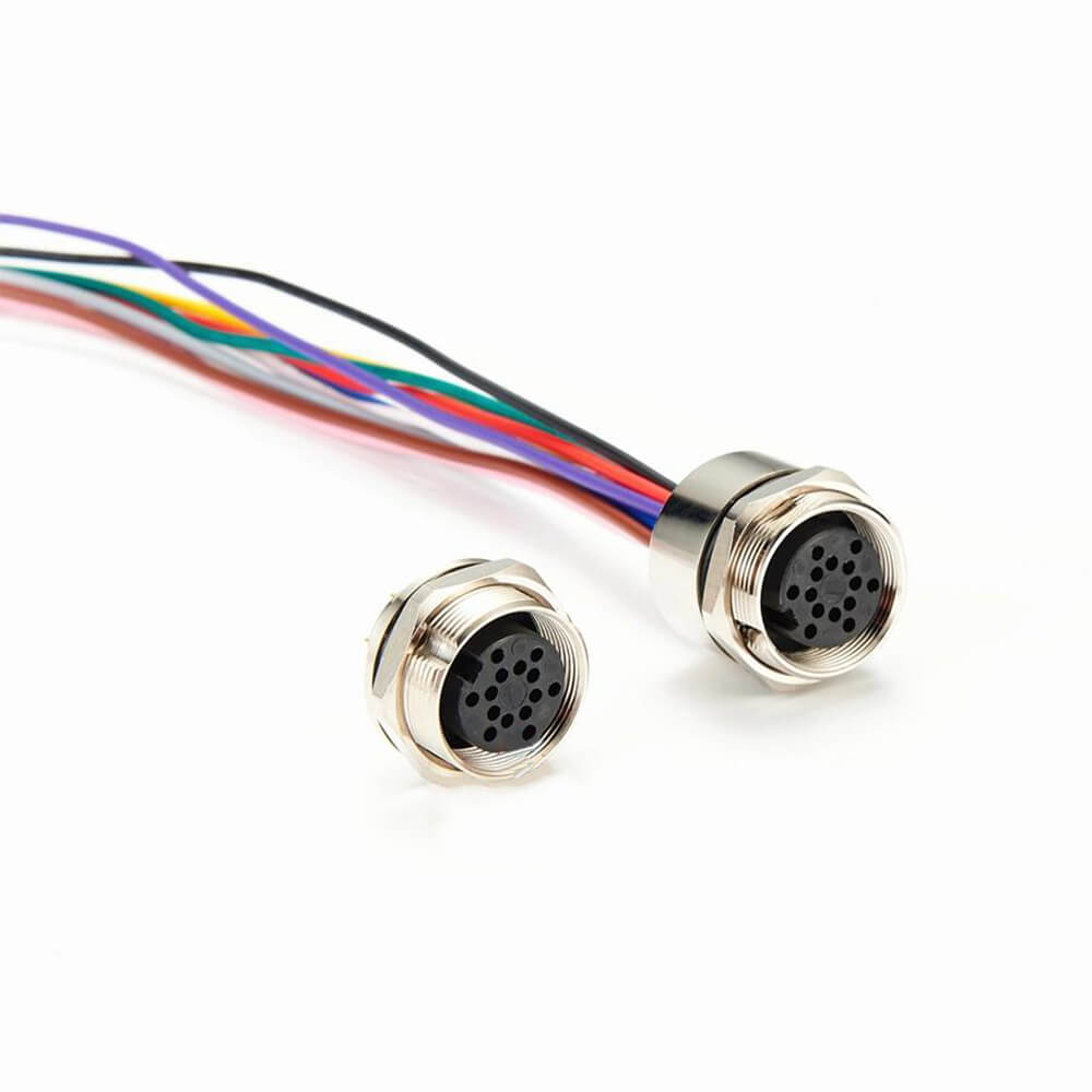 Elecbee Cable M16 14 Pin Female Panel Receptacle Front Mount with 1 Meter Cable