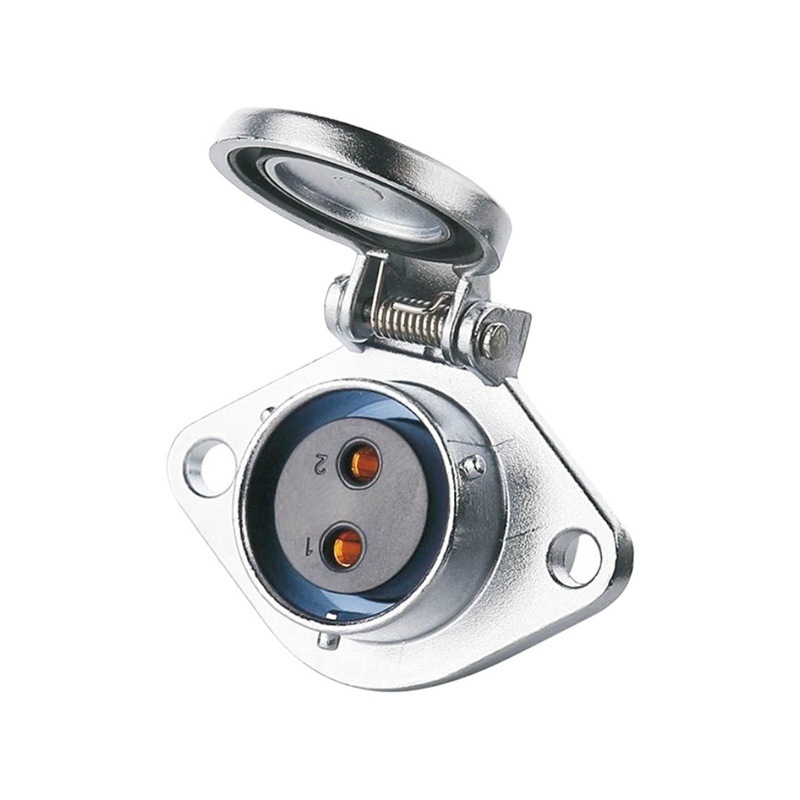 Elecbee YA-20 power connector M20 2-pin female chassis square with automatic cap 500 V 20 A IP65