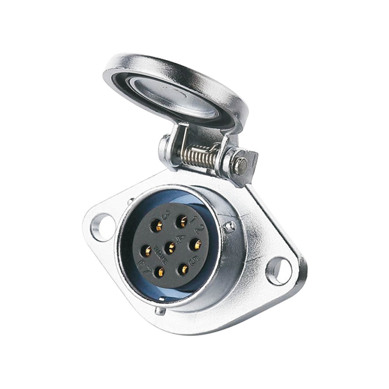 Elecbee YA-20 multicore connector M20 7-pin female chassis square with automatic cap 400 V 12 A IP65