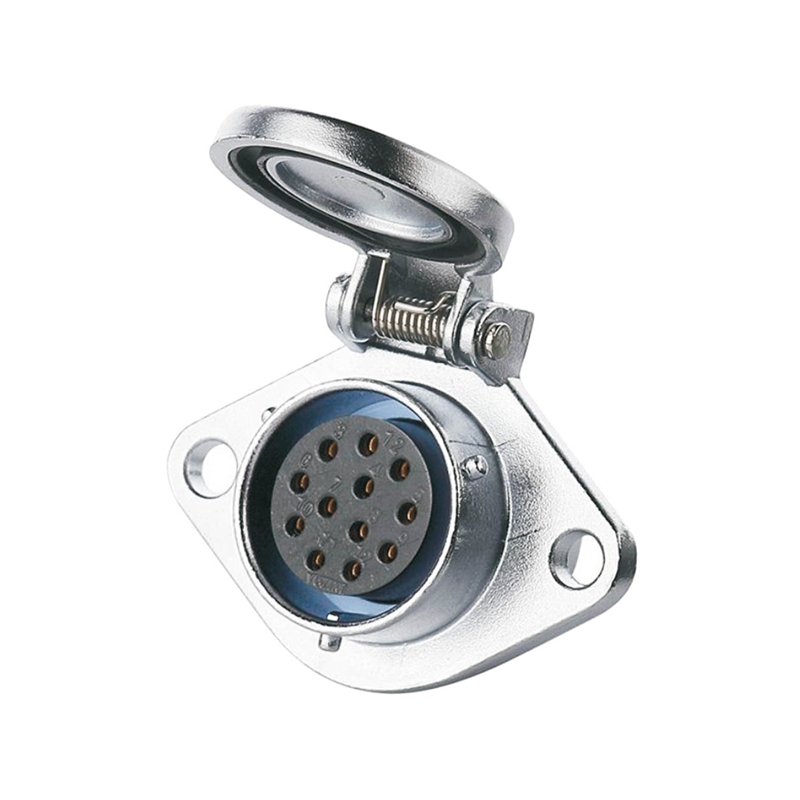 Elecbee YA-20 multicore connector M20 12-pin female chassis square with automatic cap 250 V 5 A IP65