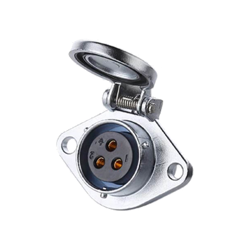 Elecbee YA-20 power connector M20 3-pin female chassis square with automatic cap 500 V 20 A IP65