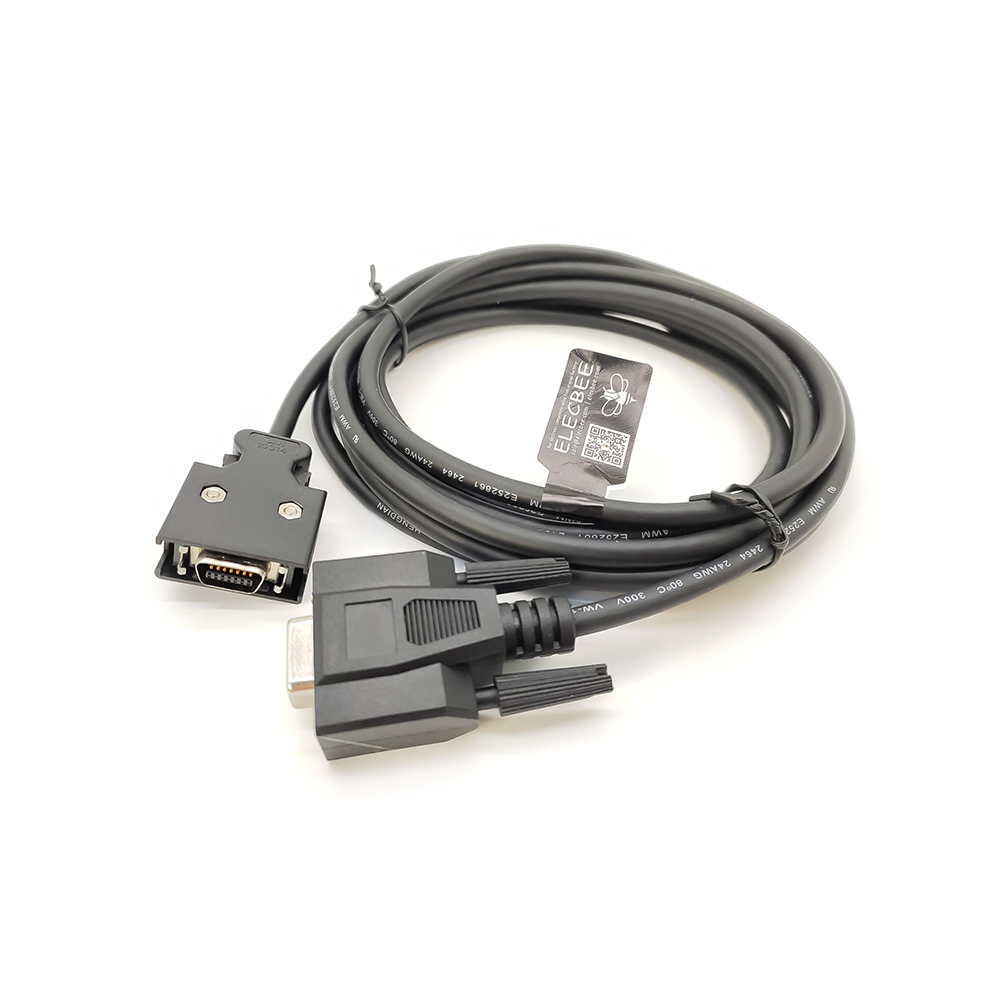 Elecbee DB 9芯 直式母头 转 SCSI HPCN型 14芯 直式卡扣式公头 接串口线 RS232 3米