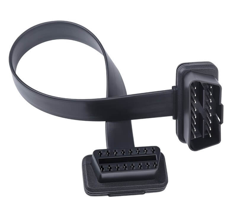Elecbee OBD2 Angled Male To Angled Female Extension Cable Car Computer Extension Cable 16 Pin 30Cm