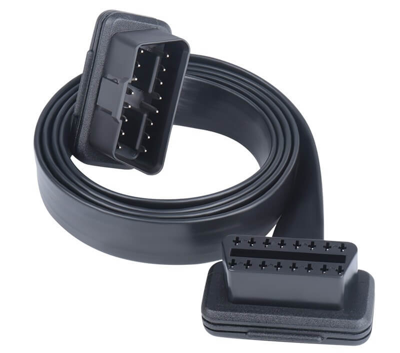 Elecbee OBD2 Angled Male To Angled Female Extension Cable Car Computer Extension Cable 16 Pin 60Cm