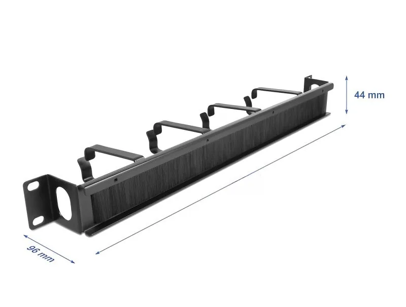 Bande de brosse de gestion de câble Elecbee 19' avec 4 crochets et entrée de câble latéral 1U noir