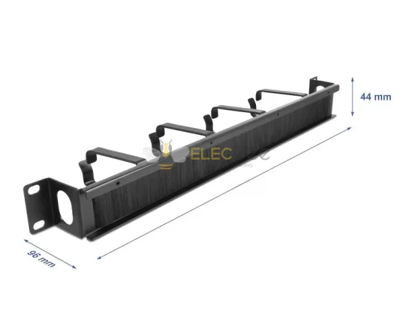 4つのホックおよび側面ケーブルの記入項目1Uの黒が付いているElecbee 19の′′ケーブル管理のブラシのストリップ