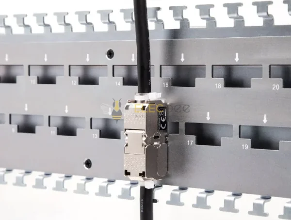 ELECBEE 19′′ LSA接続24ポートメタル付きネットワークケーブルコネクタ用ケーブルサポートレール