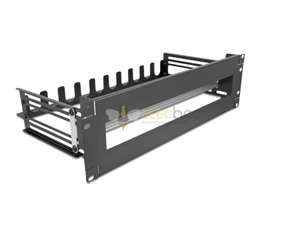 カバー、ケーブルひずみの軽減、深部調整可能なDINレール3UメタルブラックのElecbee 19インチサーキットブレーカ