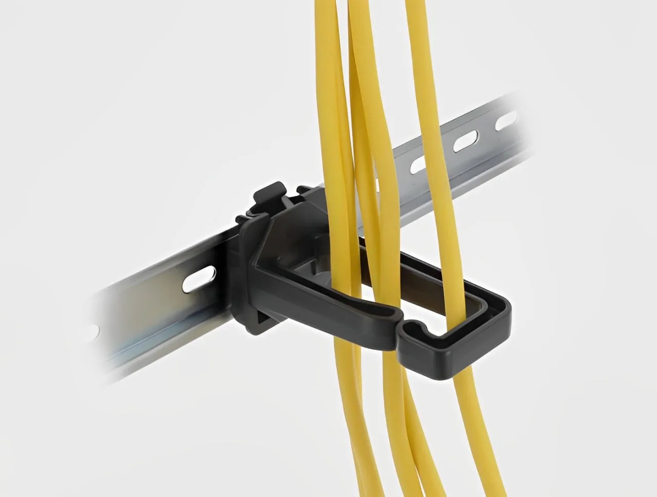 Support de câble d'électrobe 70 x 24 mm avec plaque de montage pour rail DIN noir