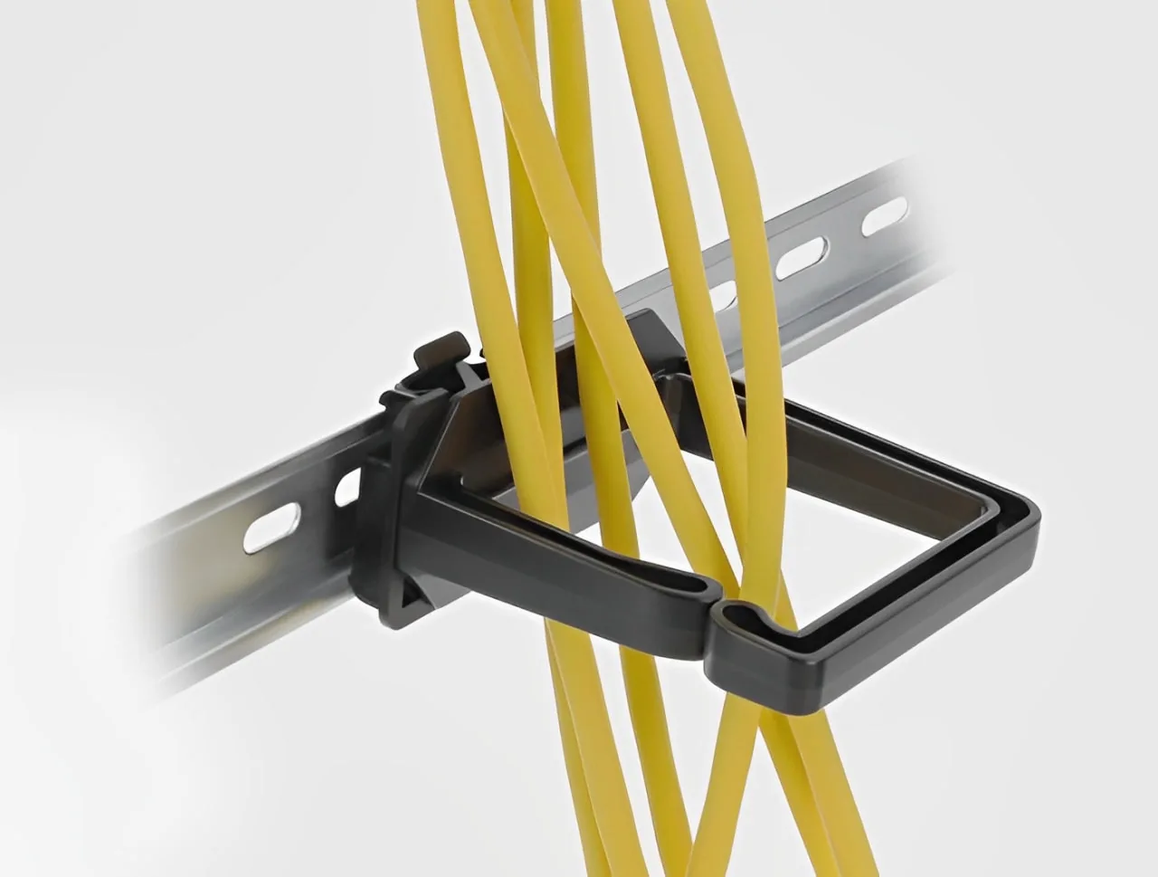 Support de câble d'électrobe 70 x 70 mm avec plaque de montage pour rail DIN noir