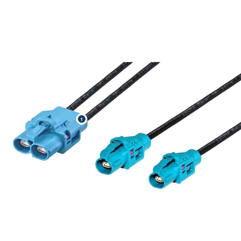 Elecbee H-MTD Dual Port Jack E6K10B-1BZZ5-Z to Single Jack E6K10A-1BZZ5-Z *2 Automotive Ethernet Cable Assembly with 1M DACAR 647-4 Wire 100Ω Shielded Twisted Pair Cable