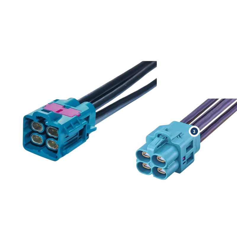 Elecbee H-MTD Quad Plug E6S10D-1CAZ5-Z to Jack E6K10D-1CAZ5-Z Automotive Ethernet Cable Assembly with 1M GG 2Speed 251 Wire 100Ω Shielded Twisted Pair Cable
