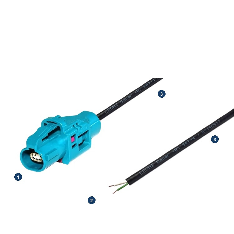 Elecbee H-MTD Single Port  Jack E6K10A-1BZZ5-Z Automotive Ethernet Cable Assembly with 5M DACAR 647-4 Wire 100Ω Shielded Twisted Pair Single end Cable