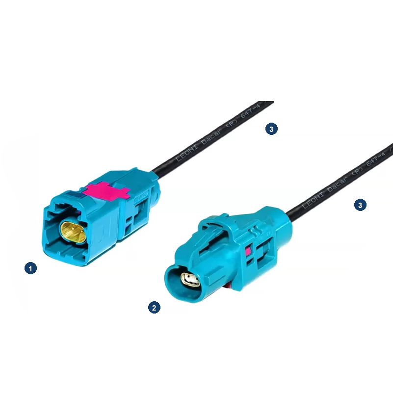 Elecbee H-MTD Single Port Jack E6K10A-1BZZ5-Z to Plug E6S10A-1BZZ5-Z Automotive Ethernet Cable Assembly with 5M DACAR 647-4 Wire 100Ω Shielded Twisted Pair Cable