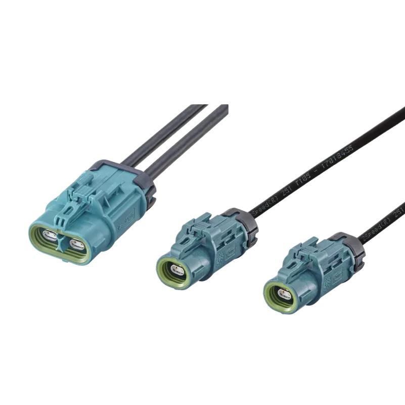 Elecbee Waterproof H-MTD Jack <span class="highlight">E6K14B</span>-1CAZ5-Z to Single Jack <span class="highlight">E6K14A</span>-1CAZ5-Z*2 Automotive Ethernet Cable Assembly with 2M GG 2Speed 251 Wire 100Ω Shielded Twisted Pair Cable