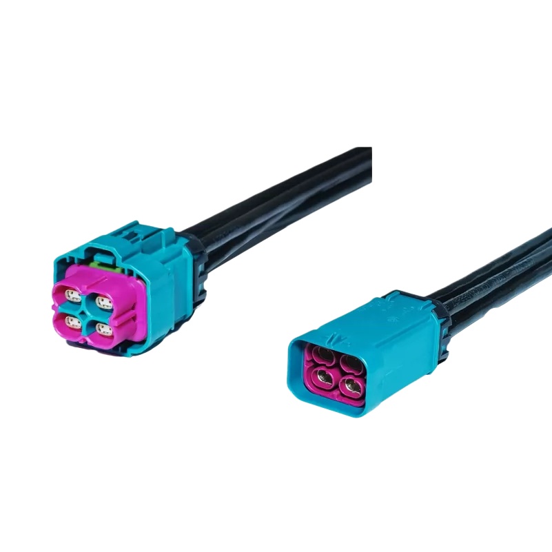Elecbee Waterproof H-MTD quadruple  Port Jack <span class="highlight">E6K14D</span>-1CAZ5-Z to Plug E6S14G-1CAZ5-Z Automotive Ethernet Cable Assembly with 0.5M GG 2Speed 251 Wire 100Ω Shielded Twisted Pair Cable
