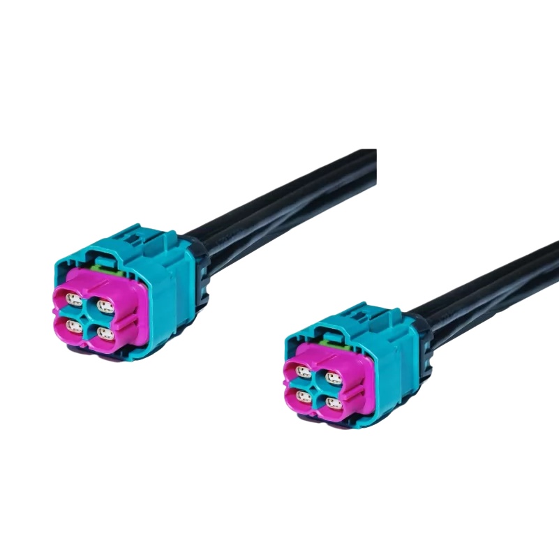 Elecbee Waterproof H-MTD quadruple Port Jack to Jack <span class="highlight">E6K14D</span>-1CAZ5-Z Automotive Ethernet Cable Assembly with 2M GG 2Speed 251 Wire 100Ω Shielded Twisted Pair Cable