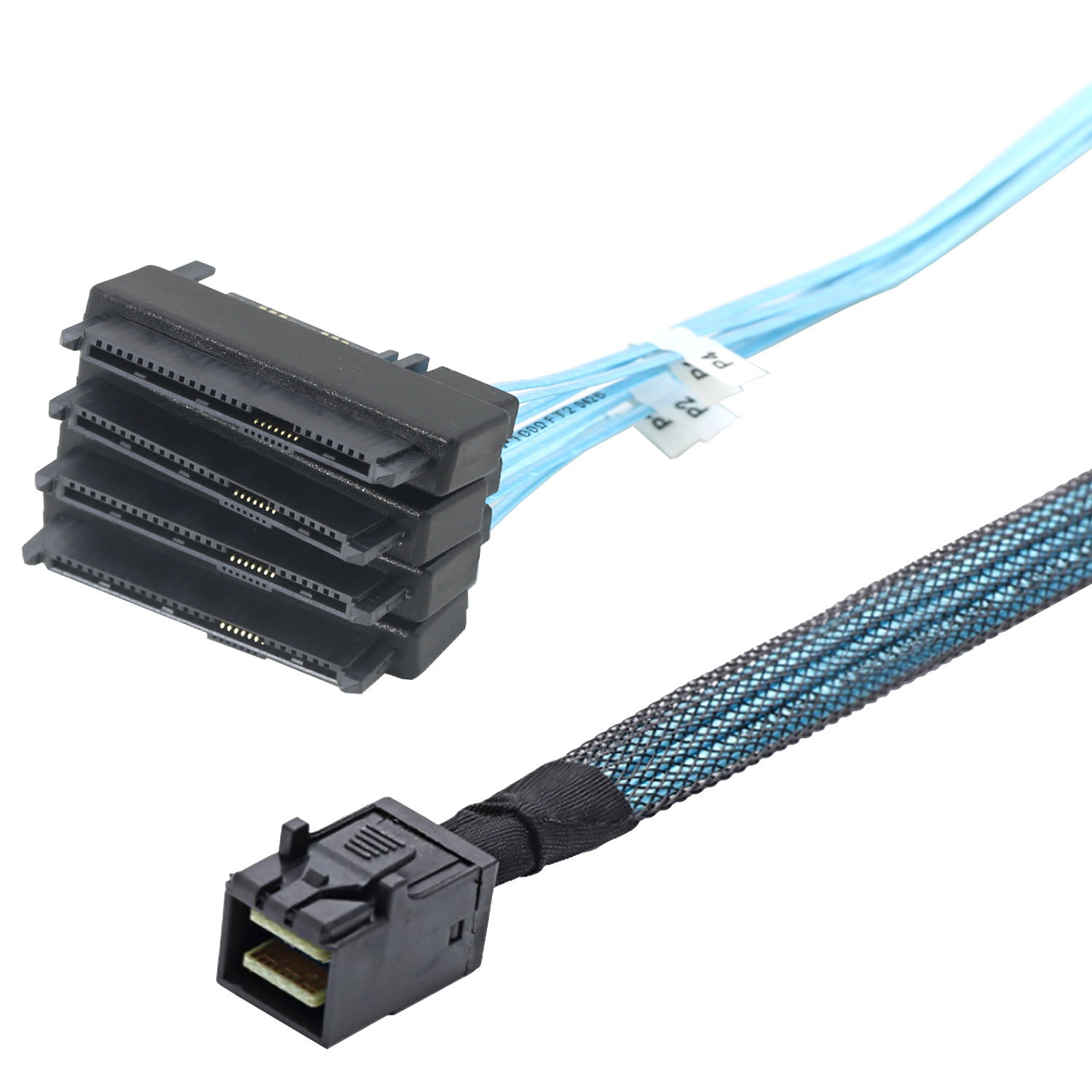 Elecbee MiniSAS HD 4i Straight Male 36 Pin to 4x SAS + SATA Straight Female + Male 29 Pin, 15 Pin (4) Adapter Cable 50cm